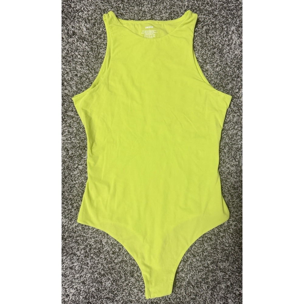 Skims Neon Green Highlighter Fits Everybody High Neck Bodysuit | S
